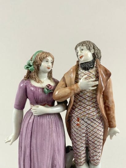 ITALIE, Naples. 
Groupe en porcelaine à décor...