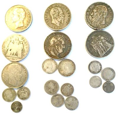 Lot of twenty-one silver coins, including...