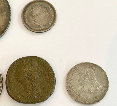 Lot of ten bronze and silver coins including...