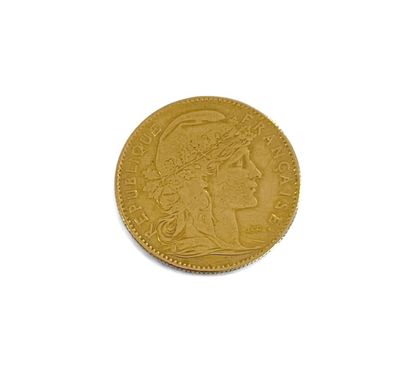 FRANCE 
One 10-franc gold coin with rooster,...
