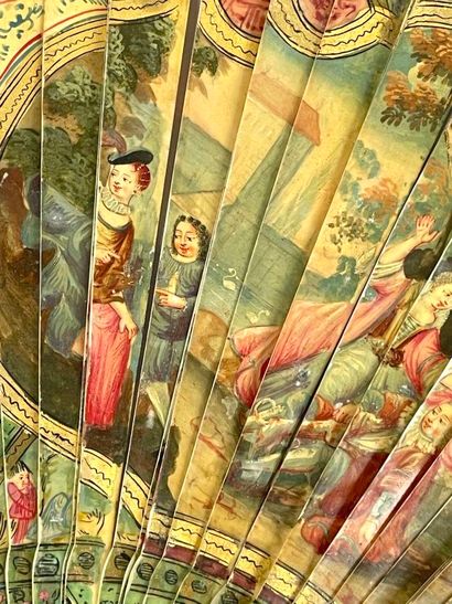 Querelle, Europe, vers 1700. 
Éventail de...