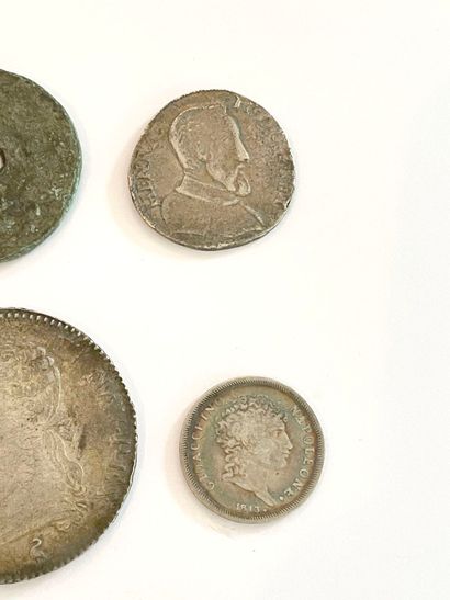 Lot of ten bronze and silver coins including...