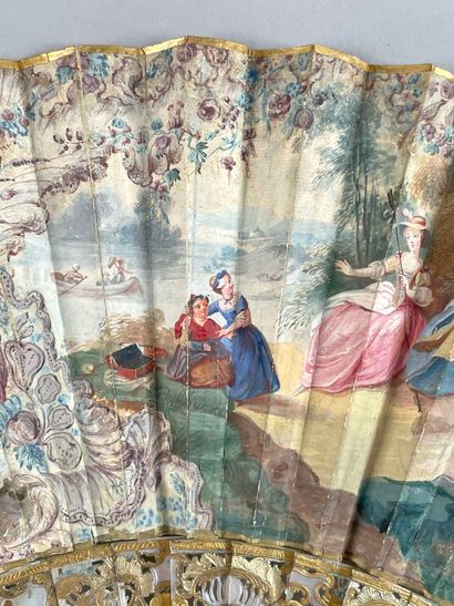 L'enfant et les moutons, France, vers 1750.
Éventail...
