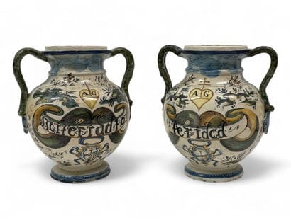 ITALIE, Naples.
Paire de vases de pharmacie...