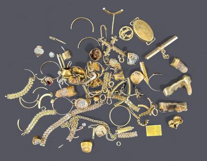 Fort lot d'or et divers bijoux, or dentaire,...
