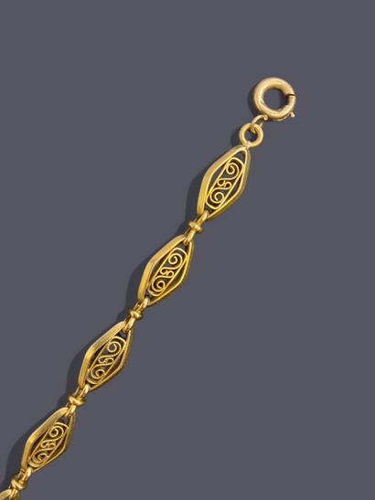 Gold bracelet (750 thousandths) with filigree...