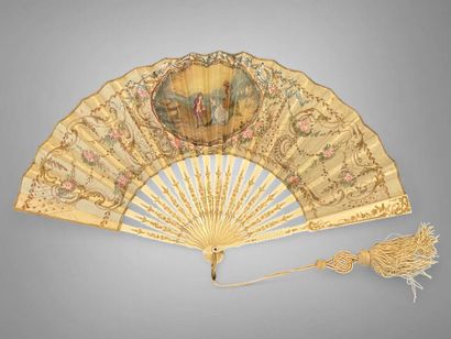 Au bord de la rivière, Japon, vers 1900.
Éventail...