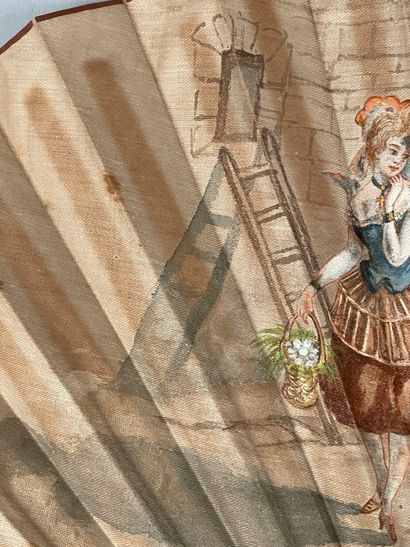 The rooster and the farm girl, France, circa...