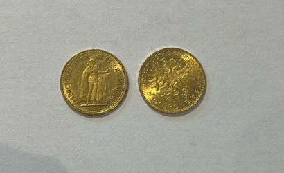 AUSTRIA 
Two 10 corona coins bearing the...