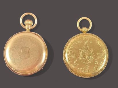 Two gousset watches, one in 18k (750 thousandths)...