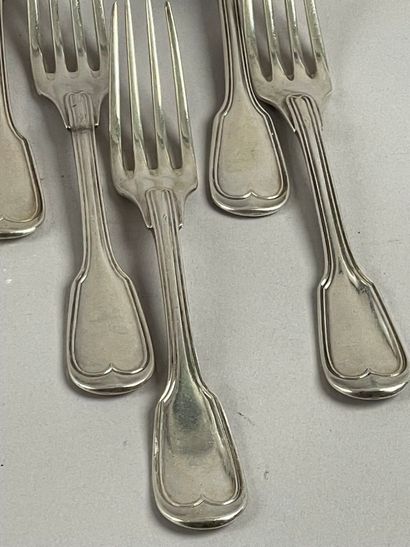 Douze grands couverts en argent (925 millièmes),...
