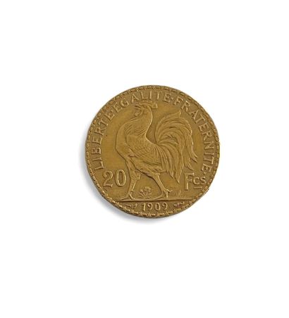 FRANCE 
One 20 franc gold coin with rooster,...
