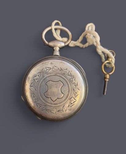 Silver gousset watch (800 thousandths), white...