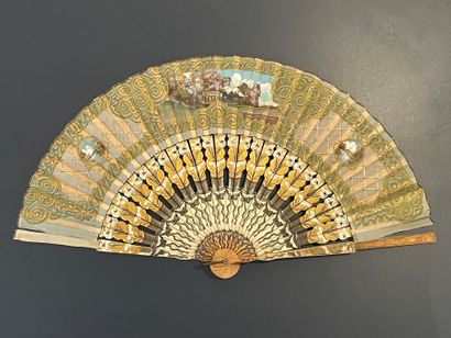 Au bord de la rivière, Japon, vers 1900.
Éventail...