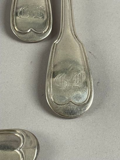 Douze grands couverts en argent (925 millièmes),...
