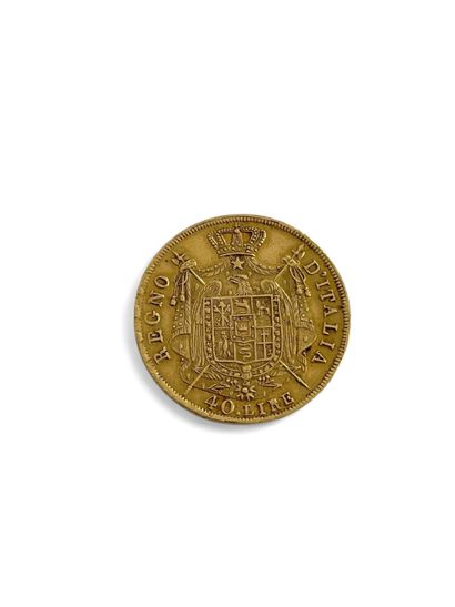 KINGDOM OF ITALY - NAPOLEON 
A 40 lire Sardinian...