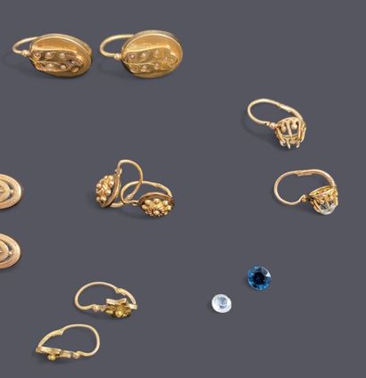 Seven pairs of 18k (750 thousandths) gold...