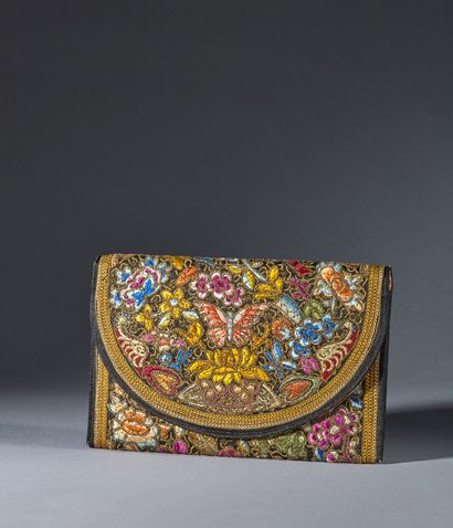Embroidered pouch, Europe, circa 1920.
Rectangular...