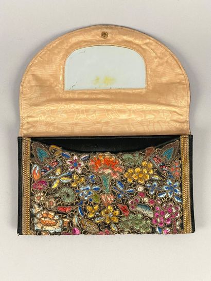 Embroidered pouch, Europe, circa 1920.
Rectangular...