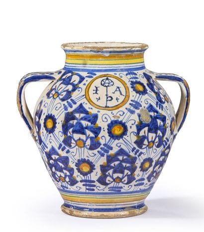 ITALIE, Montelupo.
Vase de pharmacie à deux...