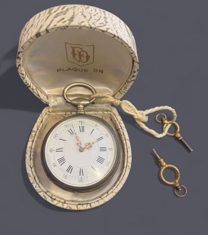 Silver gousset watch (800 thousandths), white...