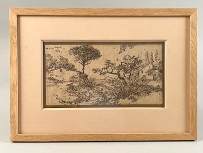 École du XIXe siècle.
Paysage.
Plume et encre....
