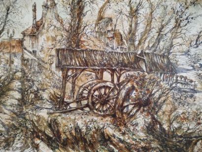 Daniel LOURADOUR (1930-2007).
Hameau en forêt...