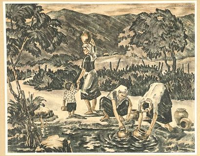 École VIETNAMIENNE du XXe siècle.
Personnages...