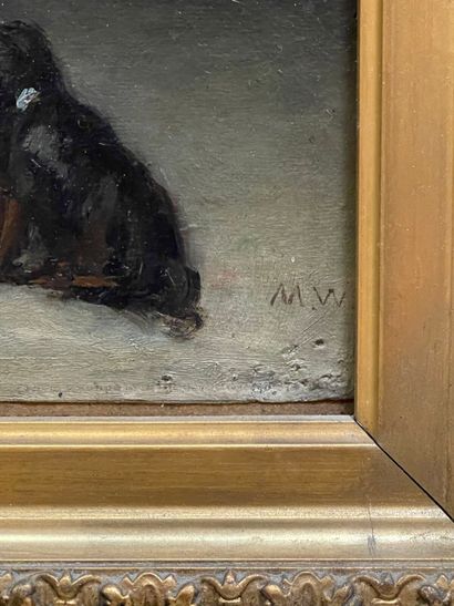 École du XIXe siècle.
La lecture au château.
Huile...