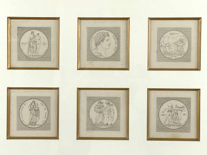 Dans le goût de l'antique.
Six médaillons.
Gravures.
Haut....
