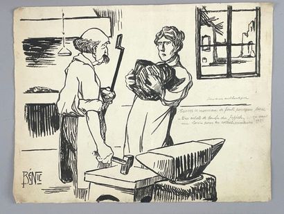 Important lot de 39 dessins de presse et...