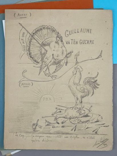 Important lot de 39 dessins de presse et...