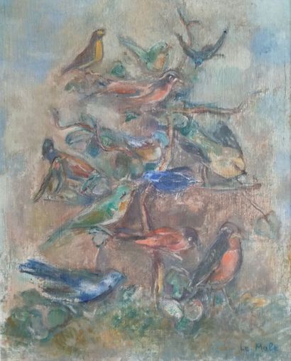 Philippe LE MOLT (1895-1976) 
Oiseaux branchés
Toile,...