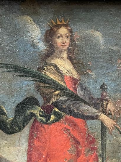 École du XVIIIe siècle.
Sainte Catherine,...