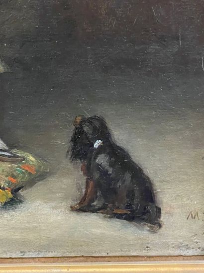 École du XIXe siècle.
La lecture au château.
Huile...