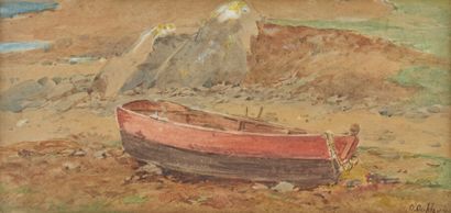 Octavius OAKLEY (1800-1867).
A Jersey boat.
Aquarelle...