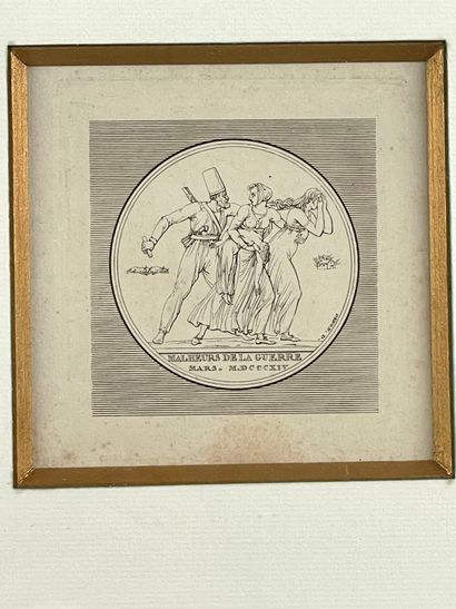 Dans le goût de l'antique.
Six médaillons.
Gravures.
Haut....