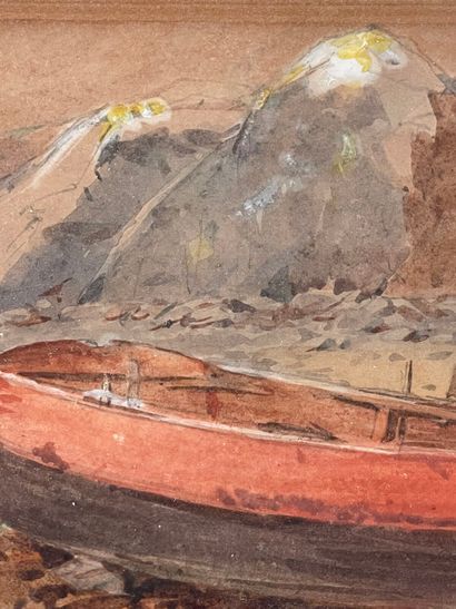 Octavius OAKLEY (1800-1867).
A Jersey boat.
Aquarelle...