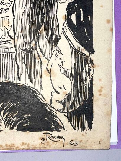 Important lot de 39 dessins de presse et...