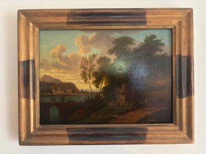 École de la fin du XVIIIe siècle.
Paysage...