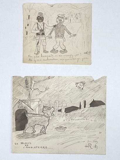 Important lot de 39 dessins de presse et...