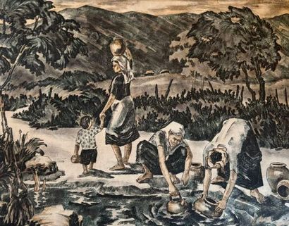 École VIETNAMIENNE du XXe siècle.
Personnages...