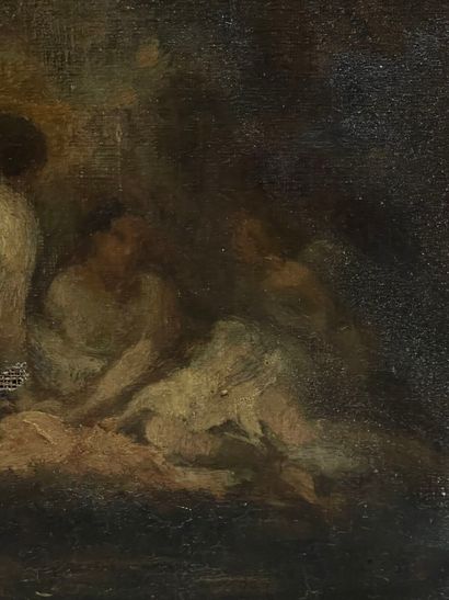 Dans le goût de Narcisse DIAZ DE LA PEÑA.
Baigneuses.
Toile.
(Accidents.)
Haut....