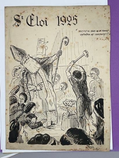 Important lot de 39 dessins de presse et...