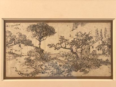 École du XIXe siècle.
Paysage.
Plume et encre....