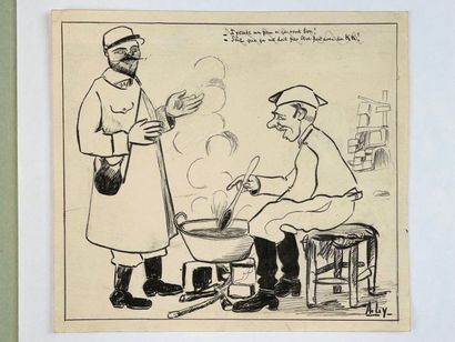 Important lot de 39 dessins de presse et...