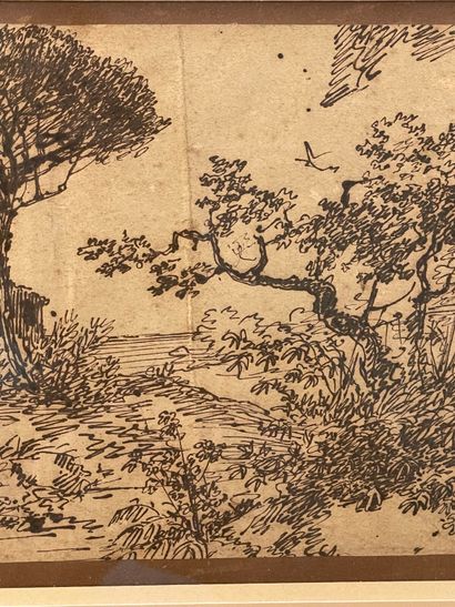 École du XIXe siècle.
Paysage.
Plume et encre....