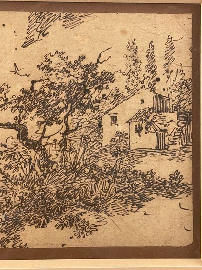 École du XIXe siècle.
Paysage.
Plume et encre....