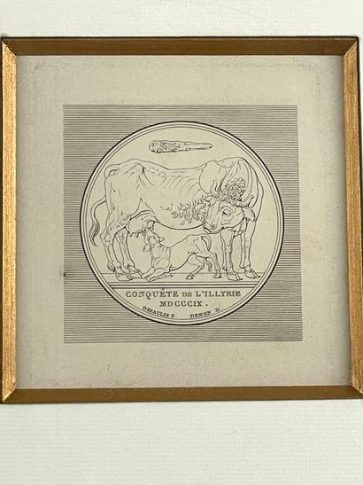 Dans le goût de l'antique.
Six médaillons.
Gravures.
Haut....