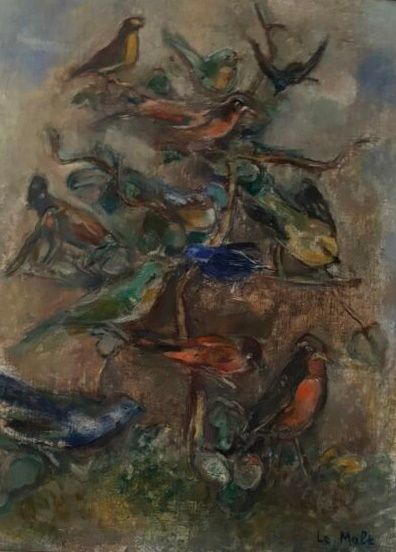 Philippe LE MOLT (1895-1976) 
Oiseaux branchés
Toile,...